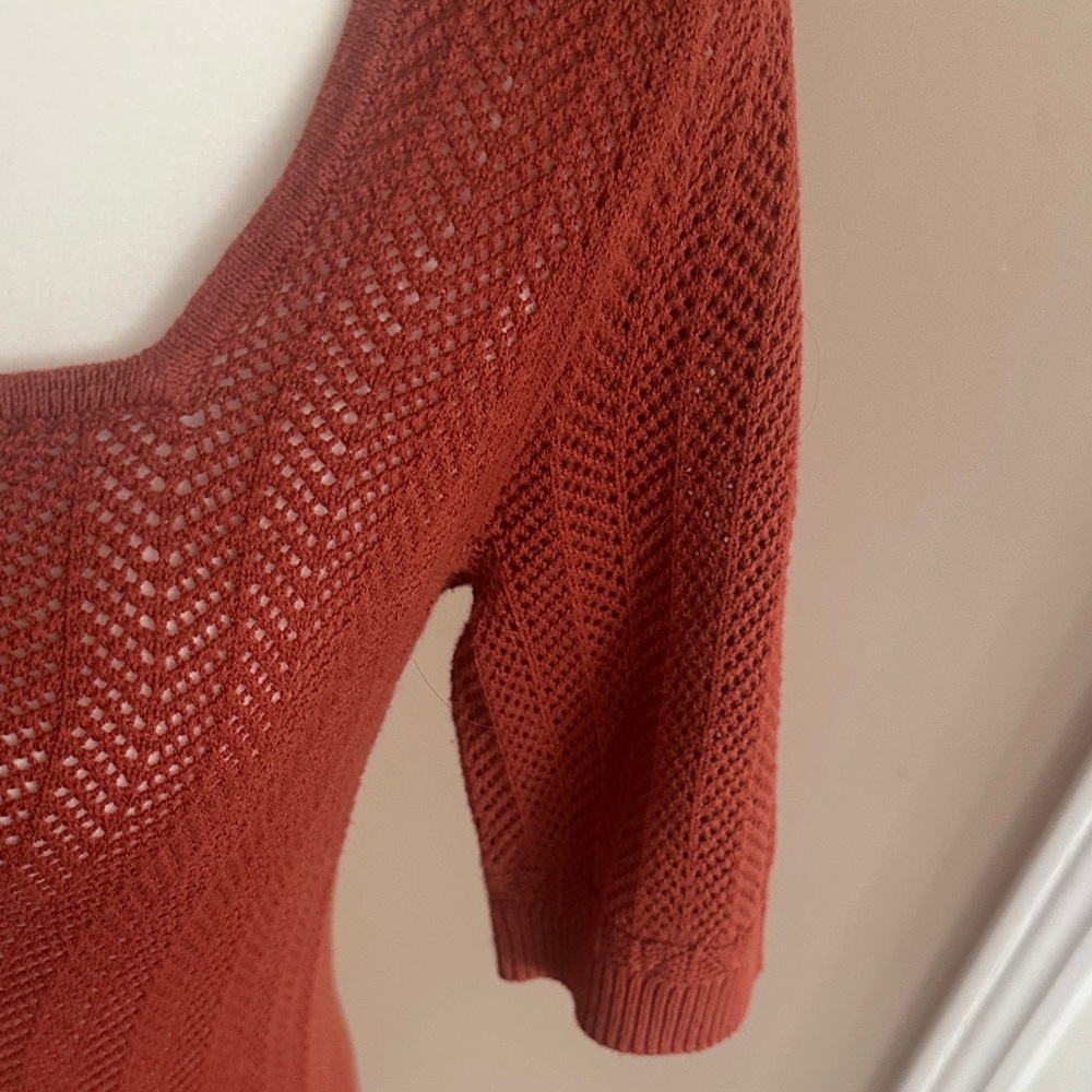 Reitmans Rust Openwork Square-Neck Knit Top - Picture 5 of 5